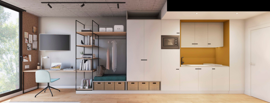 Loft. Cocina equipada e integrada.